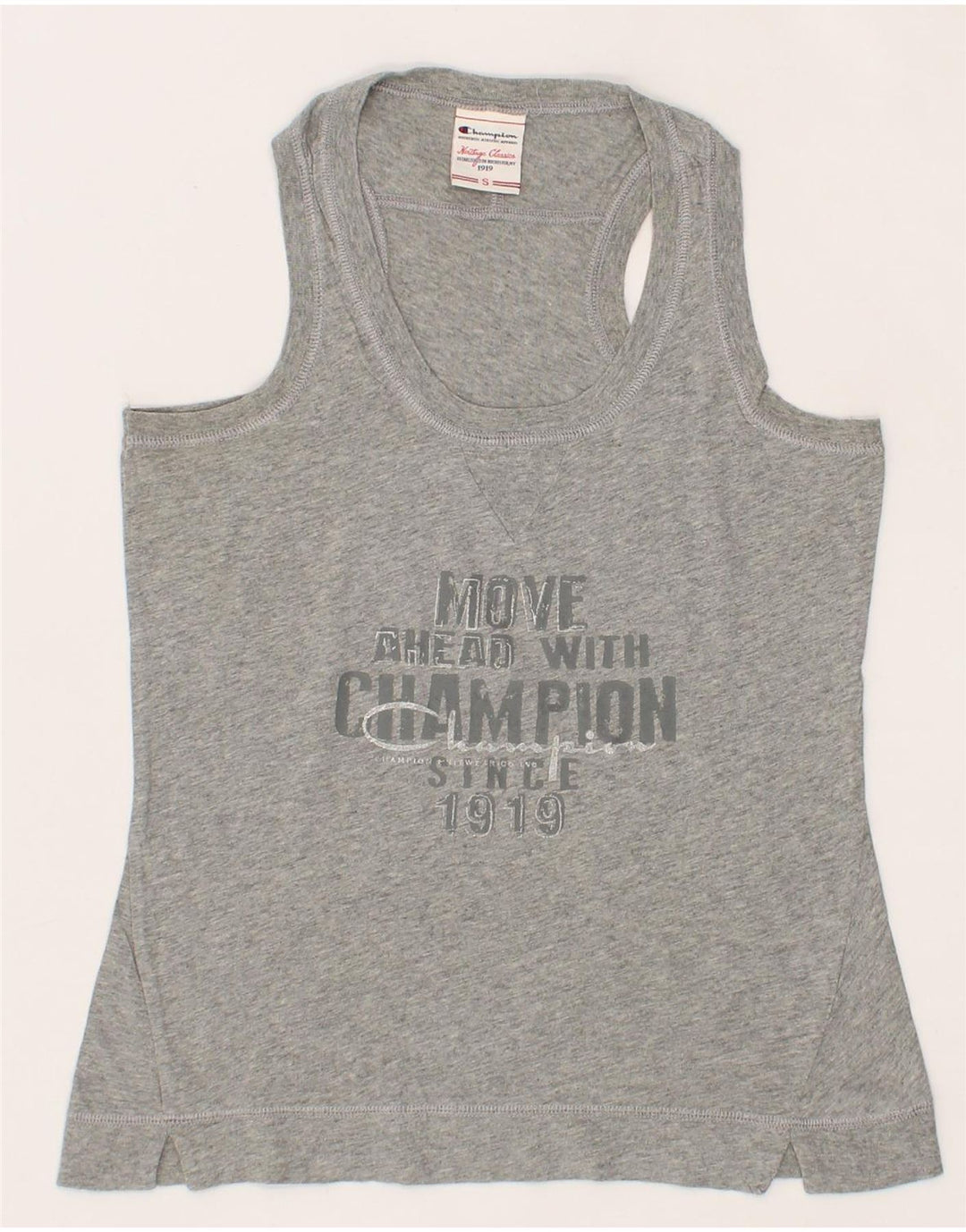 CHAMPION Womens Heritage Classics Graphic Vest Top UK 8 Small Grey Vintage Champion and Second-Hand Champion from Messina Hembry 