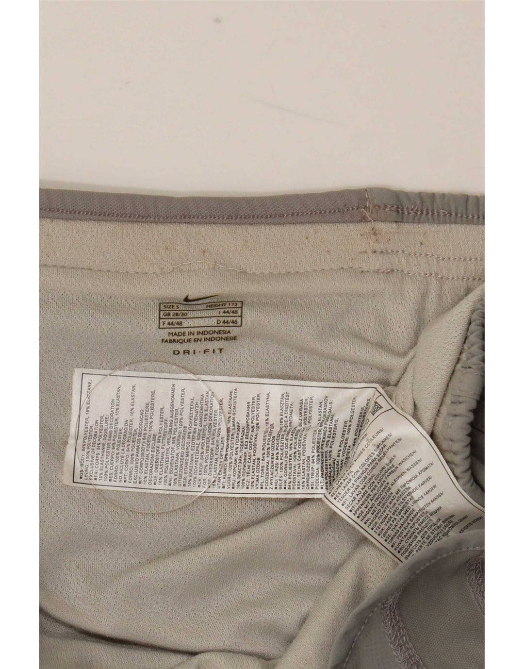 Damskie spodenki sportowe Nike Dri Fit UK 10, małe, szare, poliestrowe