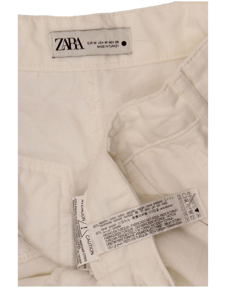 Damska jeansowa spódnica midi Zara, średnia W30, biała bawełna