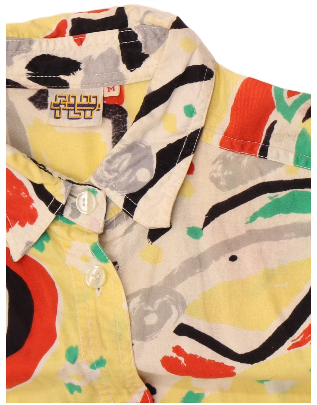 Damska bluzka koszulowa oversize w stylu vintage, UK 14, średnia, wielokolorowa, geometryczna
