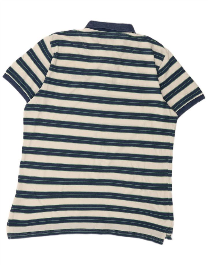 WOOLRICH Męska koszulka polo XL, bawełniana w niebieskie paski