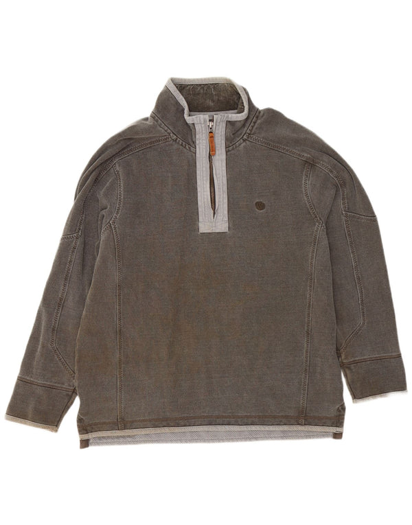 Fat Face Mens Zip Neck Sweatshirt Jumper Large Grey Cotton