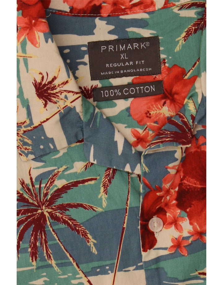Męska koszula z krótkim rękawem Primark XL, wielobarwna, w kwiaty, hawajska
