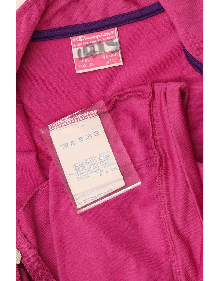 Kurtka dziewczęca CHAMPION z graficznym dresem, duża, 11-12 lat, różowa