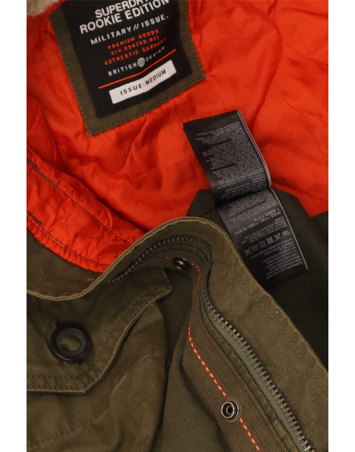Męska kurtka parka z kapturem Superdry UK 38, średnia bawełna khaki