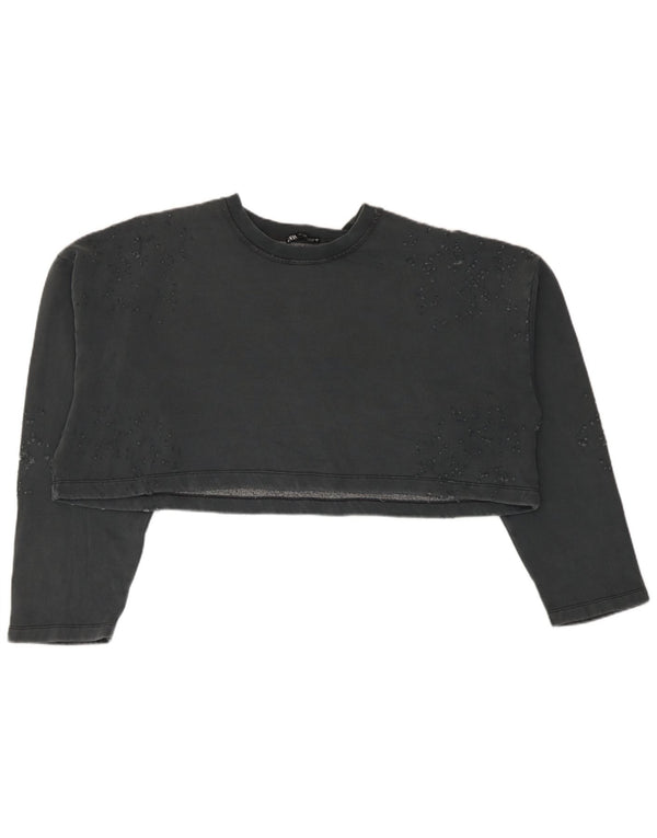 Damski sweter oversize Zara Crop UK 10 Small, szary, bawełniany