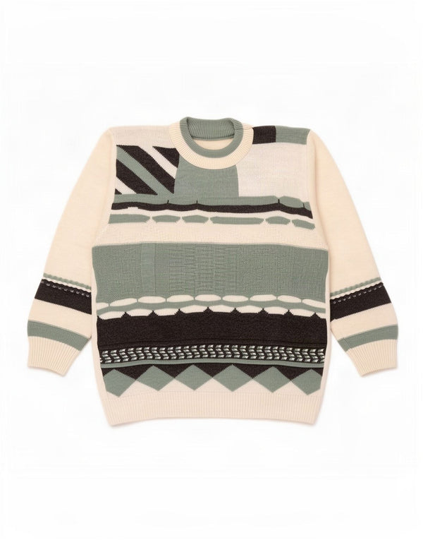 Vintage męski sweter z okrągłym dekoltem IT 44/46 XS wielokolorowy geometryczny
