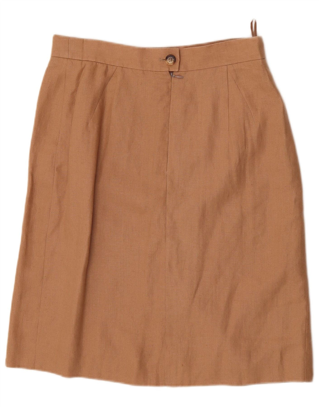 HERMES Damska prosta spódnica IT 44 Medium W30 Beżowa lniana