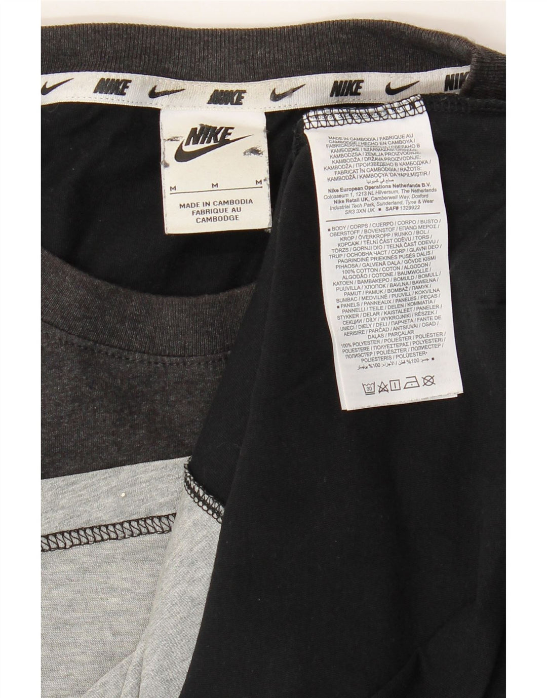 Męska koszulka z grafiką Nike, bawełniana, średnia czarna, z blokami kolorów