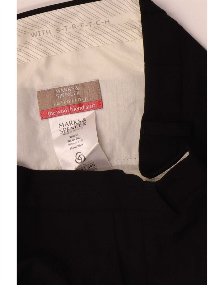 Męskie proste spodnie chino Marks & Spencer W34 L29 Czarny poliester