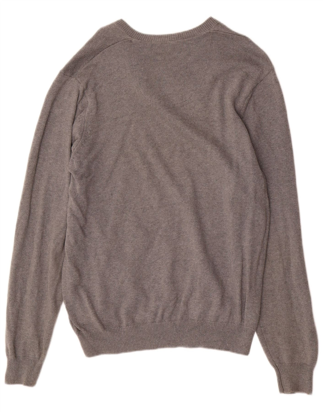 Męski sweter Marks & Spencer Blue Harbor z dekoltem w kształcie litery V, średnioszary, bawełniany