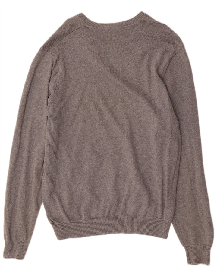 Męski sweter Marks & Spencer Blue Harbor z dekoltem w kształcie litery V, średnioszary, bawełniany