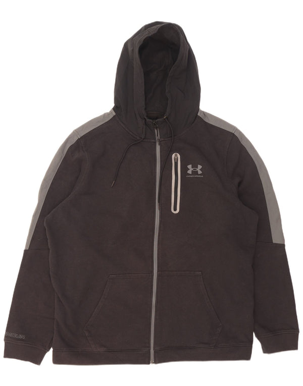 Męski sweter z kapturem i zamkiem Under Armour, 2XL, czarna, bawełniana, z blokami kolorów