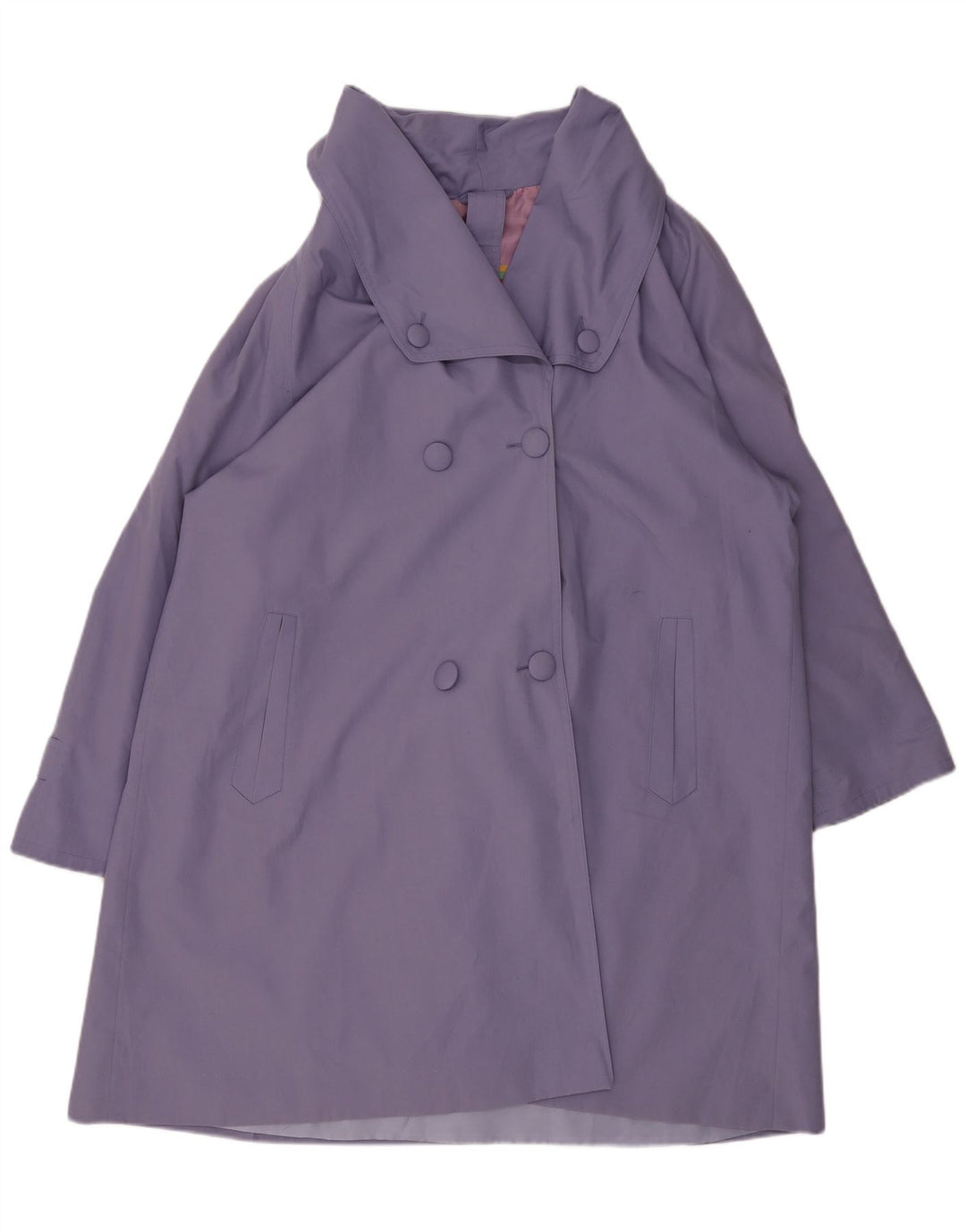 Dwurzędowy płaszcz damski w stylu vintage UK 22 2XL Fioletowy poliester