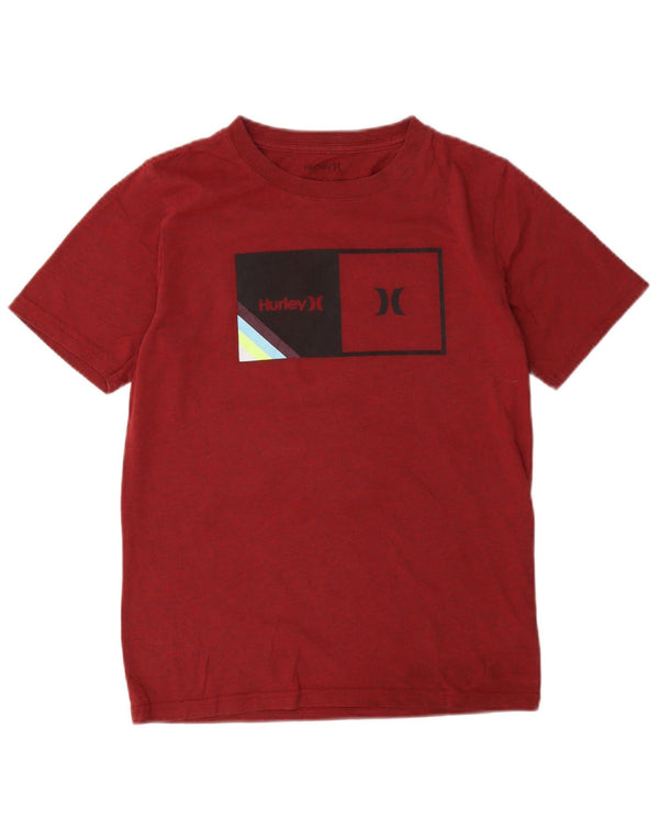 Chłopięcy T-shirt z grafiką Hurley na 12-13 lat, duży, bordowy, bawełniany