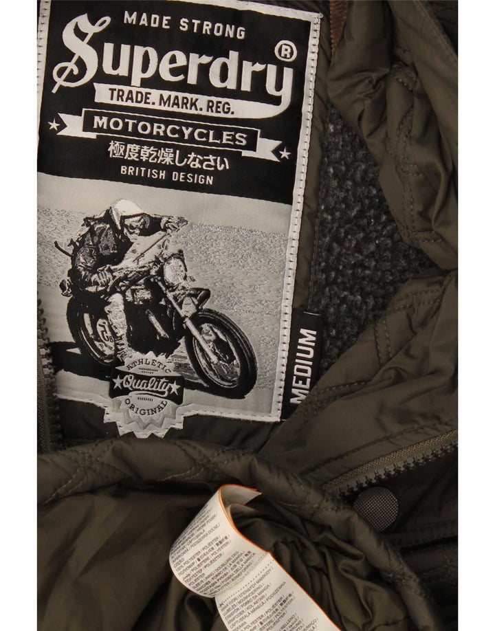 Męska pikowana kurtka Superdry UK 38, średni khaki, poliester