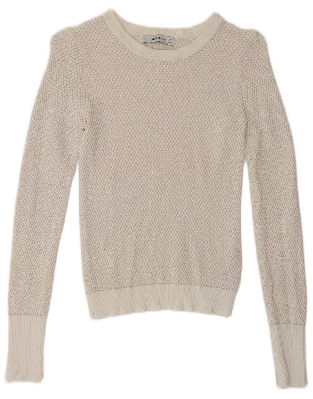 Damski sweter Zara z dekoltem w łódkę UK 8 Small Off White Wiskoza