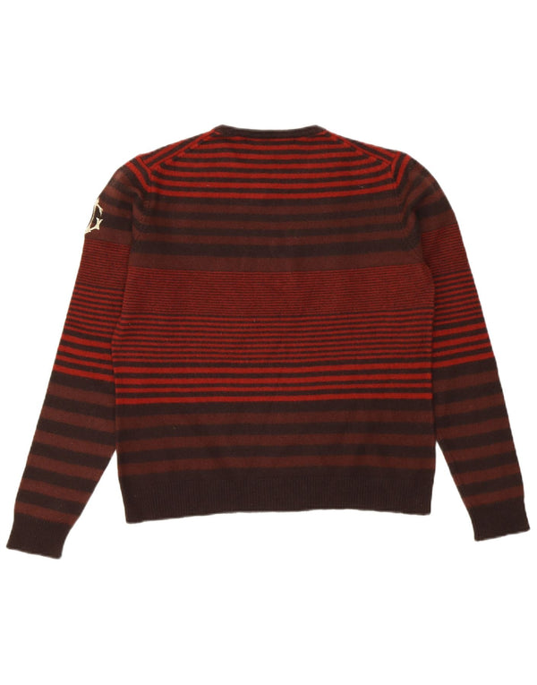 Damski sweter GUESS z okrągłym dekoltem UK 10 w małe bordowe paski