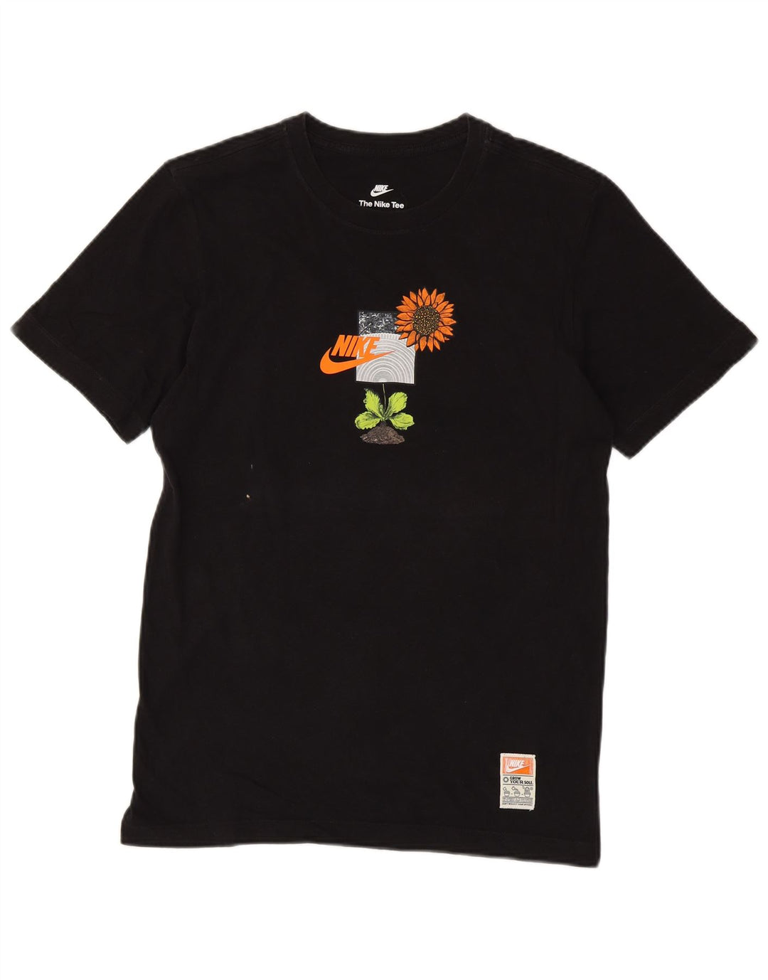 Męski T-shirt z grafiką NIKE, mały, czarny w kwiaty