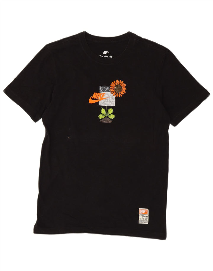 Męski T-shirt z grafiką NIKE, mały, czarny w kwiaty