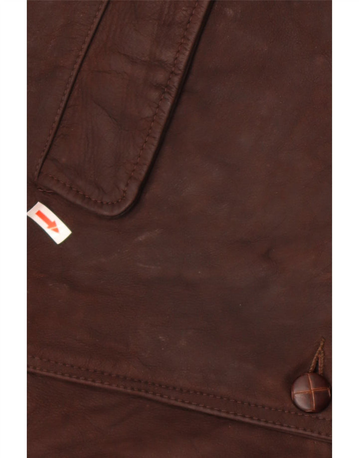 Vintage męska kurtka skórzana IT 48 średniej wielkości brązowa skóra