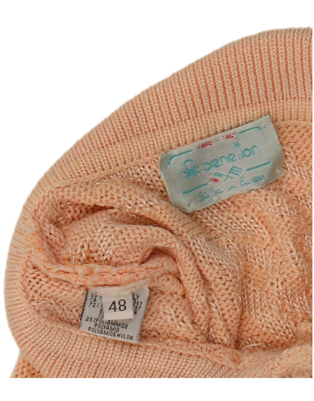 Damski sweter polo Benetton z abstrakcyjnym wzorem IT 48 XL, różowy