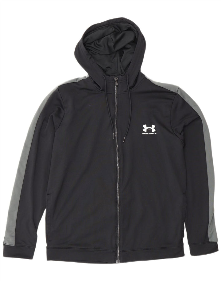 Męski dopasowany sweter z kapturem i zamkiem Under Armour w kolorze średniej czerni