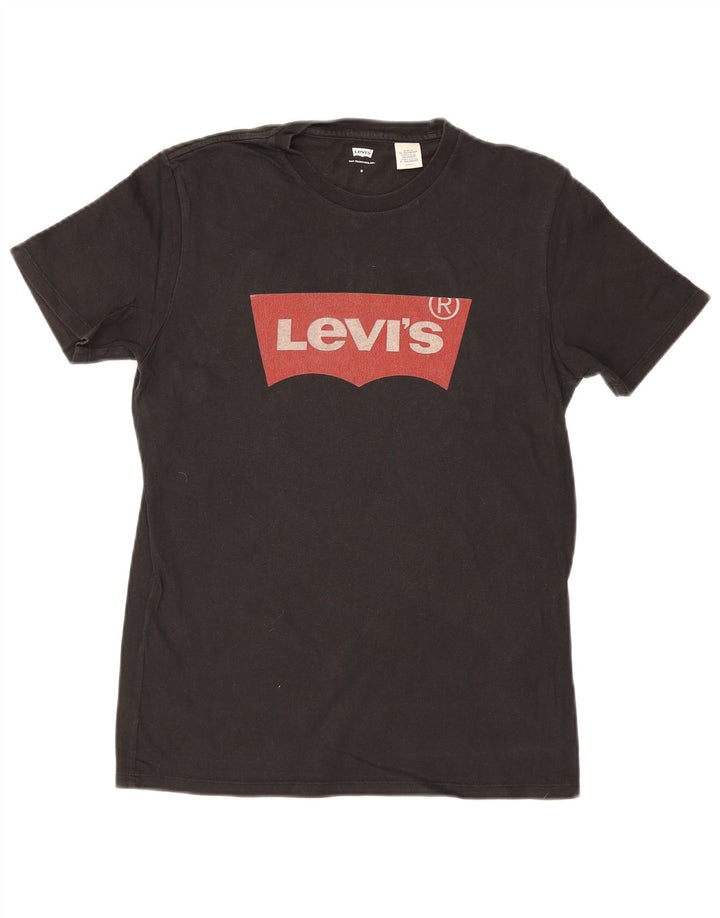 Męski T-shirt z grafiką Levi's, mały, czarny, bawełniany