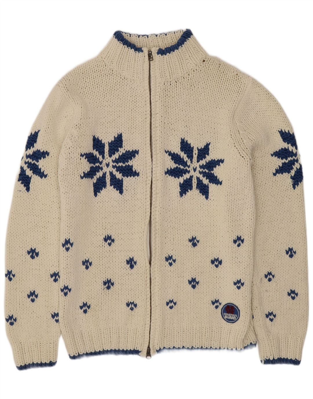 Marlboro Classics Męski sweter rozpinany Średni złamanej bieli Fair Isle Retro