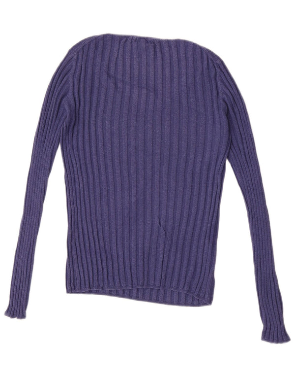 Sweter damski Massimo Dutti z dekoltem w kształcie litery V, UK 10, mały, fioletowy, bawełniany
