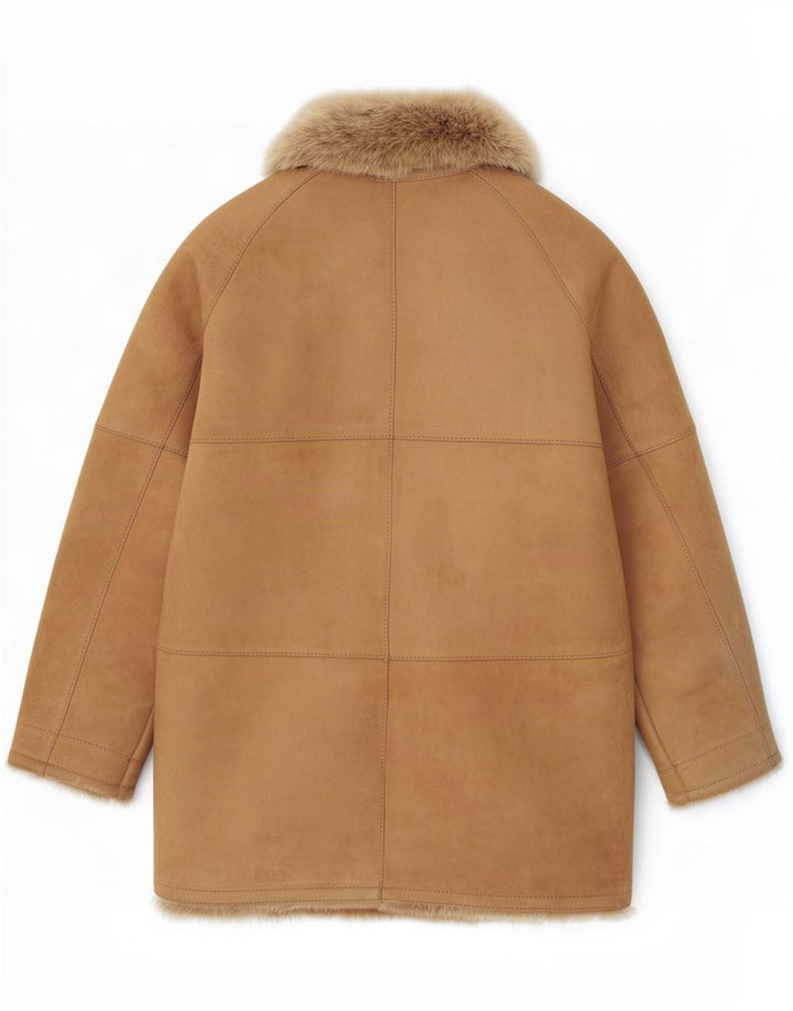 Vintage damska kurtka shearling UK 14 Medium Beige