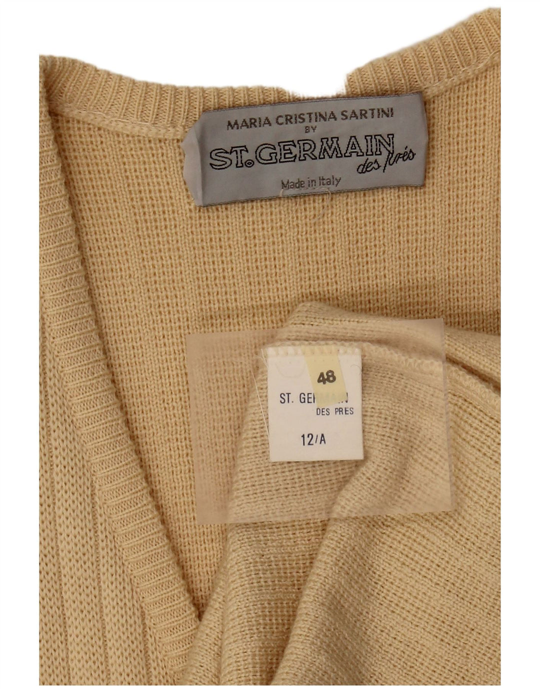 Damski sweter St. Germain Graphic Longline Cardigan IT 48 XL Beżowa wełna