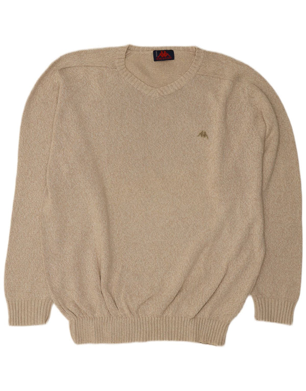 Męski sweter Kappa z dekoltem w kształcie litery V, 3XL, beżowy, nakrapiany