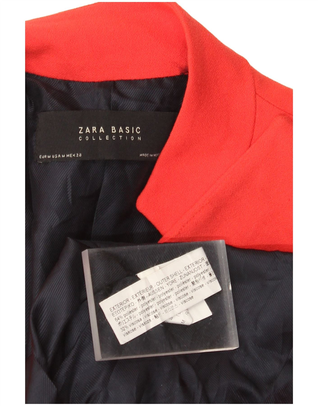 Damska marynarka o przedłużonym fasonie ZARA UK 12, średni czerwony poliester