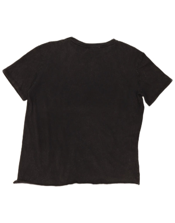 T-shirt damski w stylu vintage Top UK 14, duży, czarny