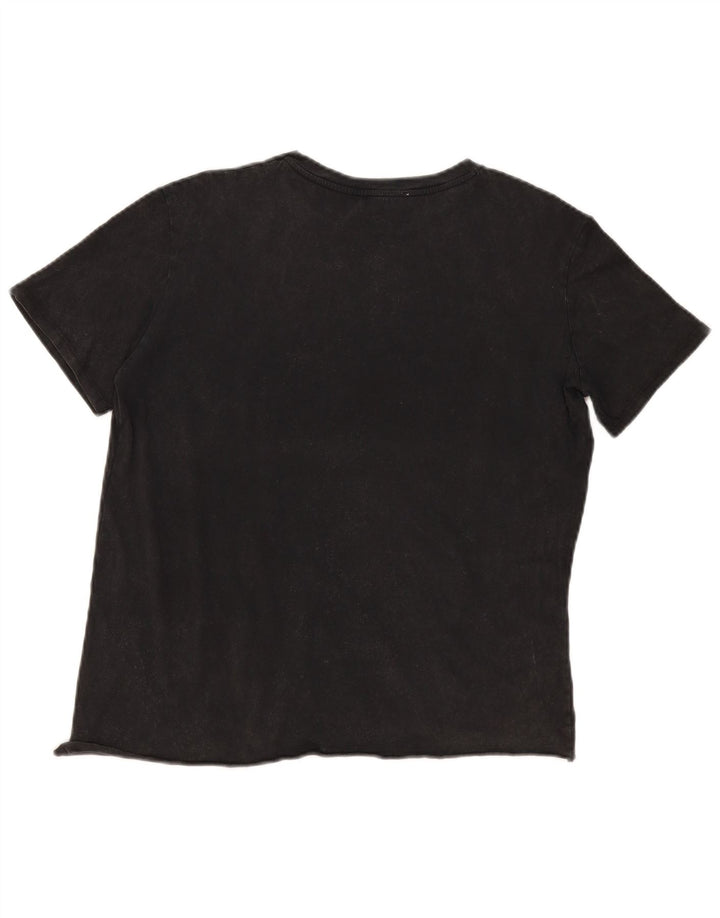 T-shirt damski w stylu vintage Top UK 14, duży, czarny
