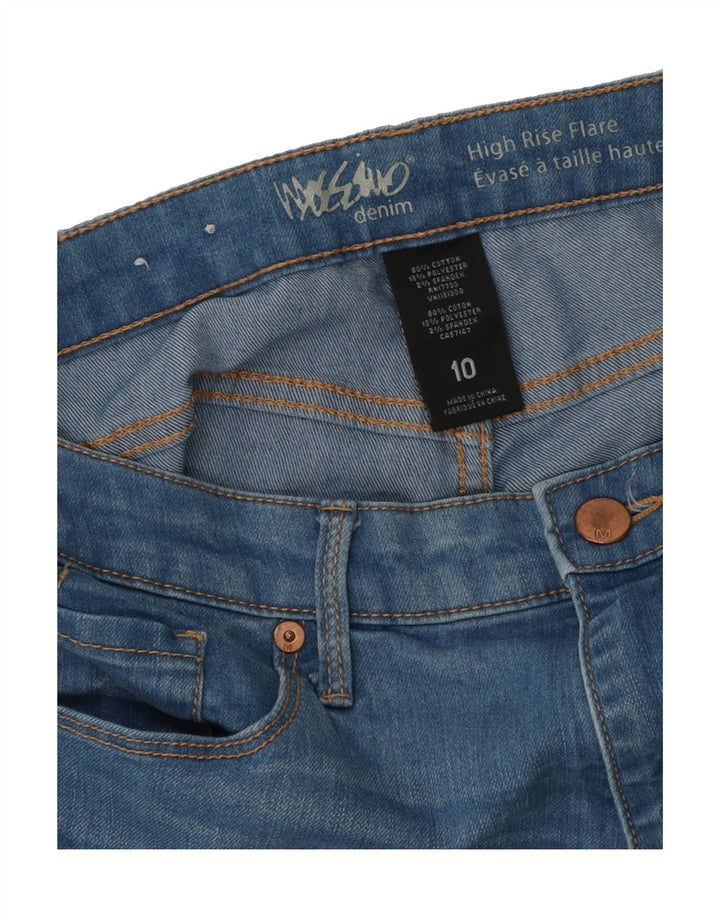 MOSSIMO Womens High Rise Flared Jeans US 10 Medium W34 L33 Blue Cotton Vintage Mossimo and Second-Hand Mossimo from Messina Hembry 
