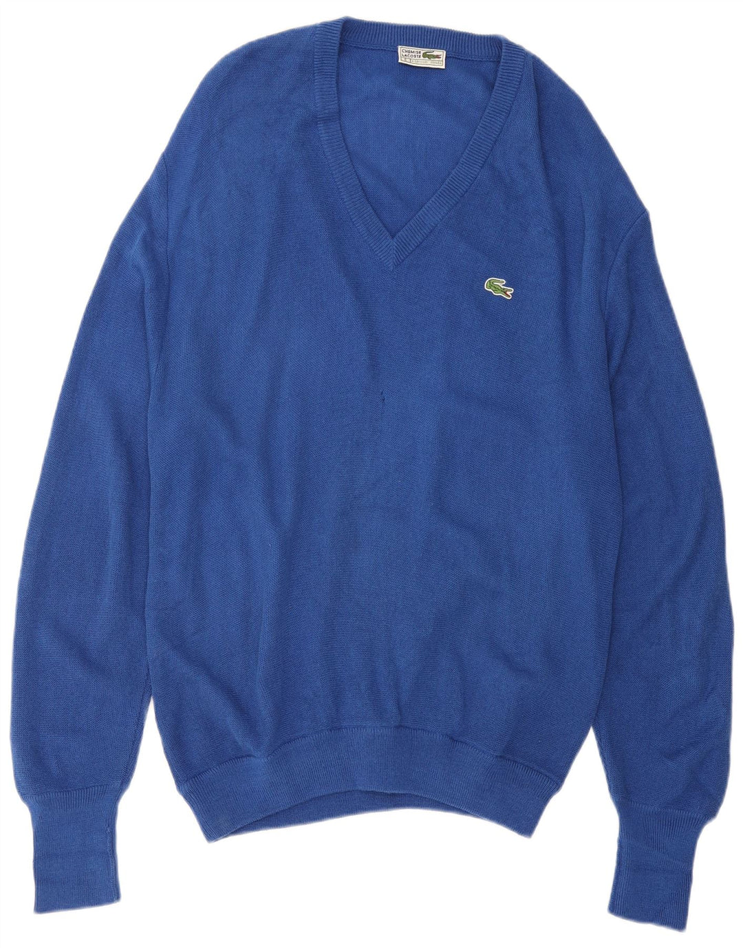 Lacoste Męski sweter z dekoltem w kształcie litery V, średnioniebieski, akrylowy