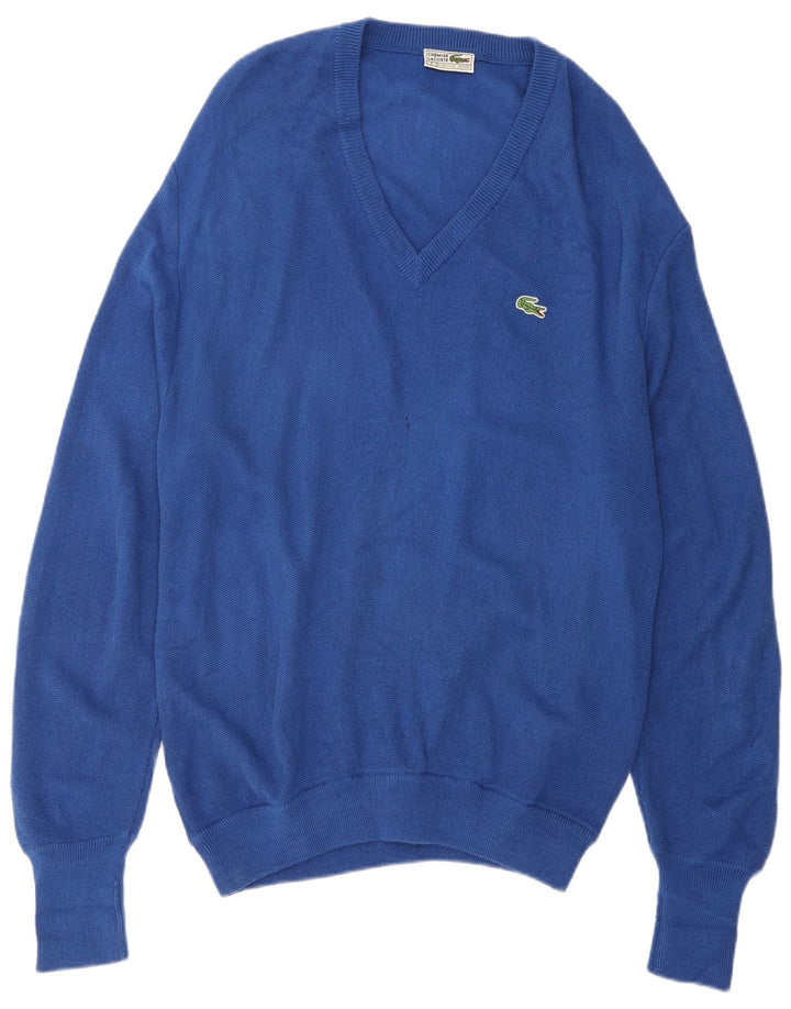 Lacoste Męski sweter z dekoltem w kształcie litery V, średnioniebieski, akrylowy