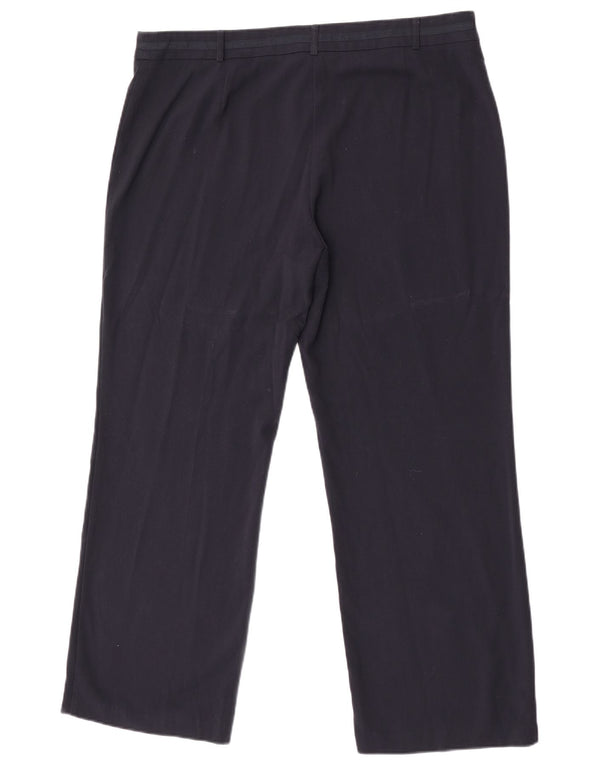Marks & Spencer Womens Straight Casual Trousers UK 18 XL W38 L30 Navy Blue
