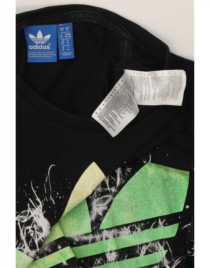 Męska koszulka z grafiką Adidas, średnia, czarna bawełna