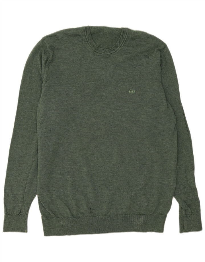 Męski sweter Lacoste z okrągłym dekoltem, rozmiar 7 2XL, zielona dziewicza wełna