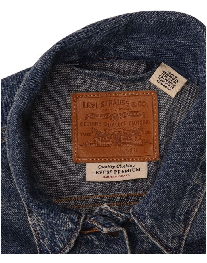Damska kurtka jeansowa LEVI'S Crop UK 16, duża niebieska