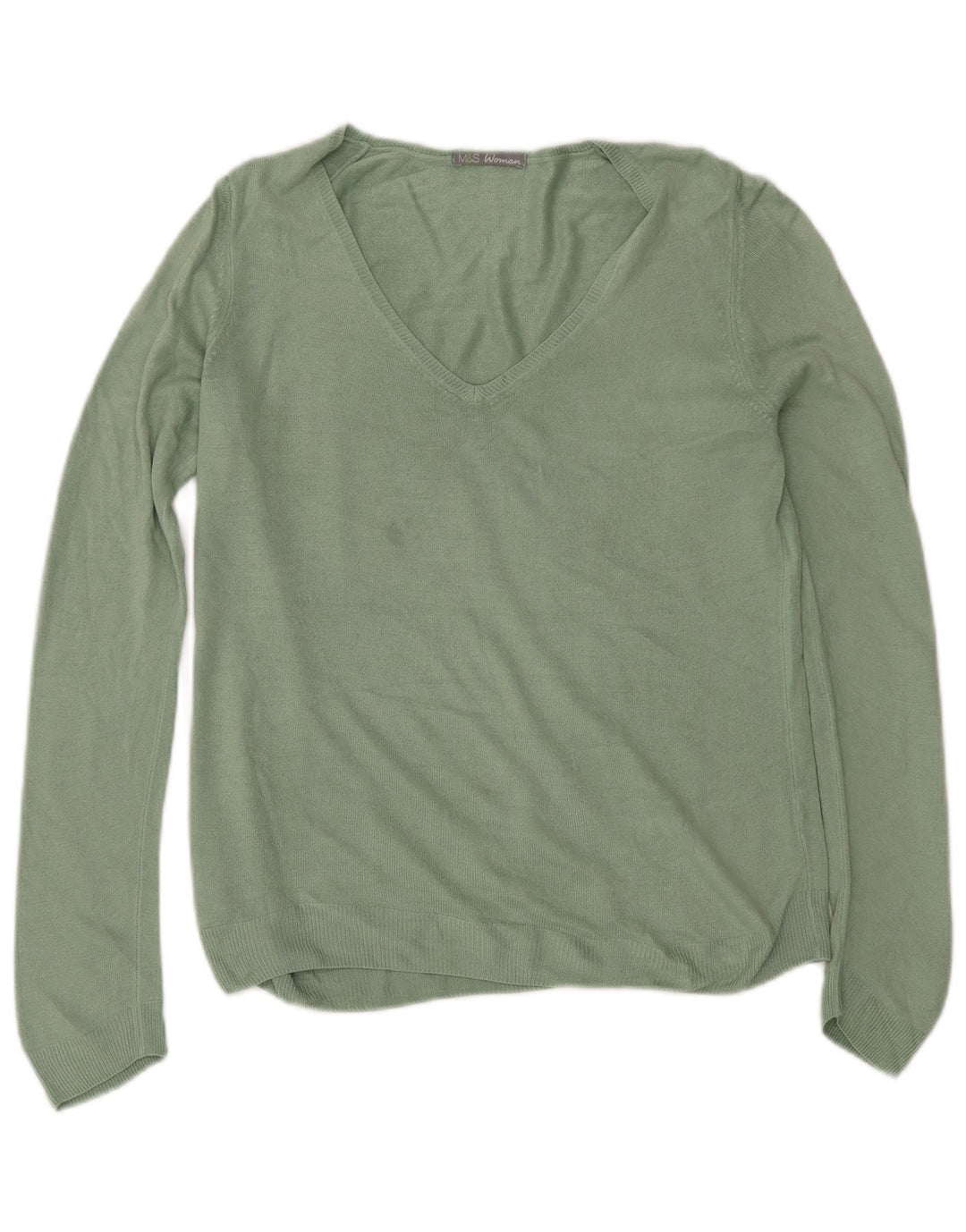 Marks & Spencer Damski sweter z dekoltem w kształcie litery V, UK 12, średni zielony