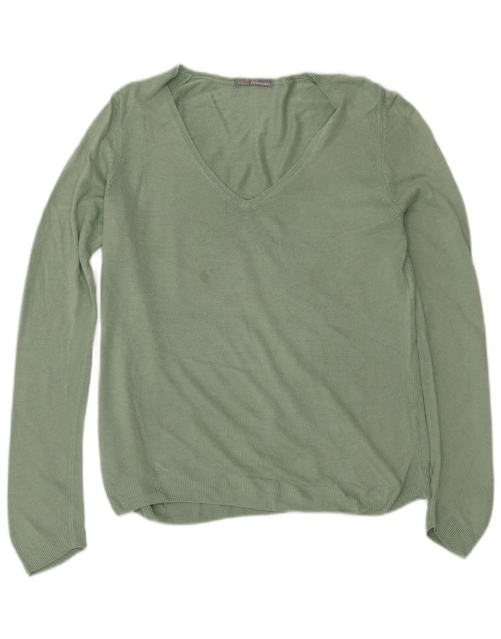 Marks & Spencer Damski sweter z dekoltem w kształcie litery V, UK 12, średni zielony