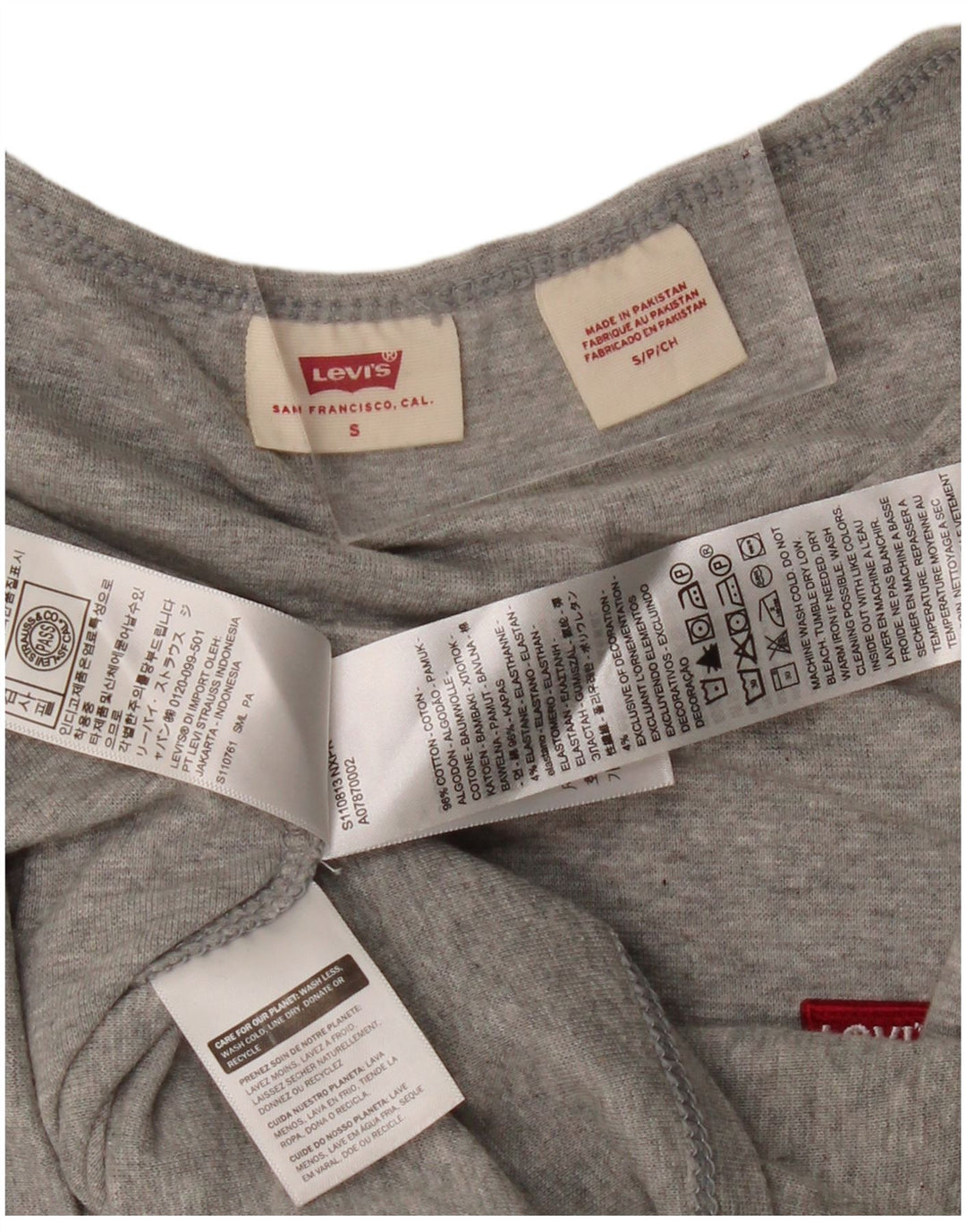 Damski top Levi's z długim rękawem UK 10, mały, szary, bawełniany