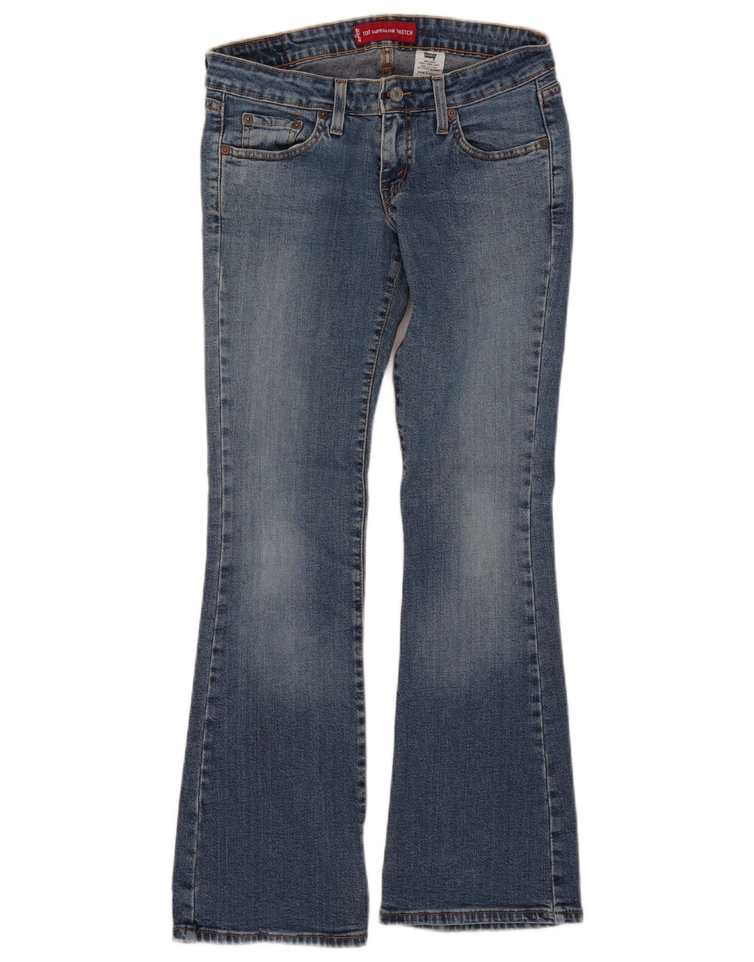 Damskie jeansy Levi's 524 Super Low Bootcut, średnie W30 L30, niebieska bawełna