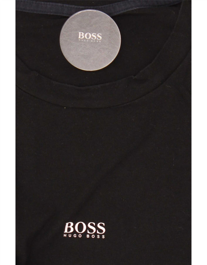 Męski top z długim rękawem Hugo Boss, średni czarny, bawełniany
