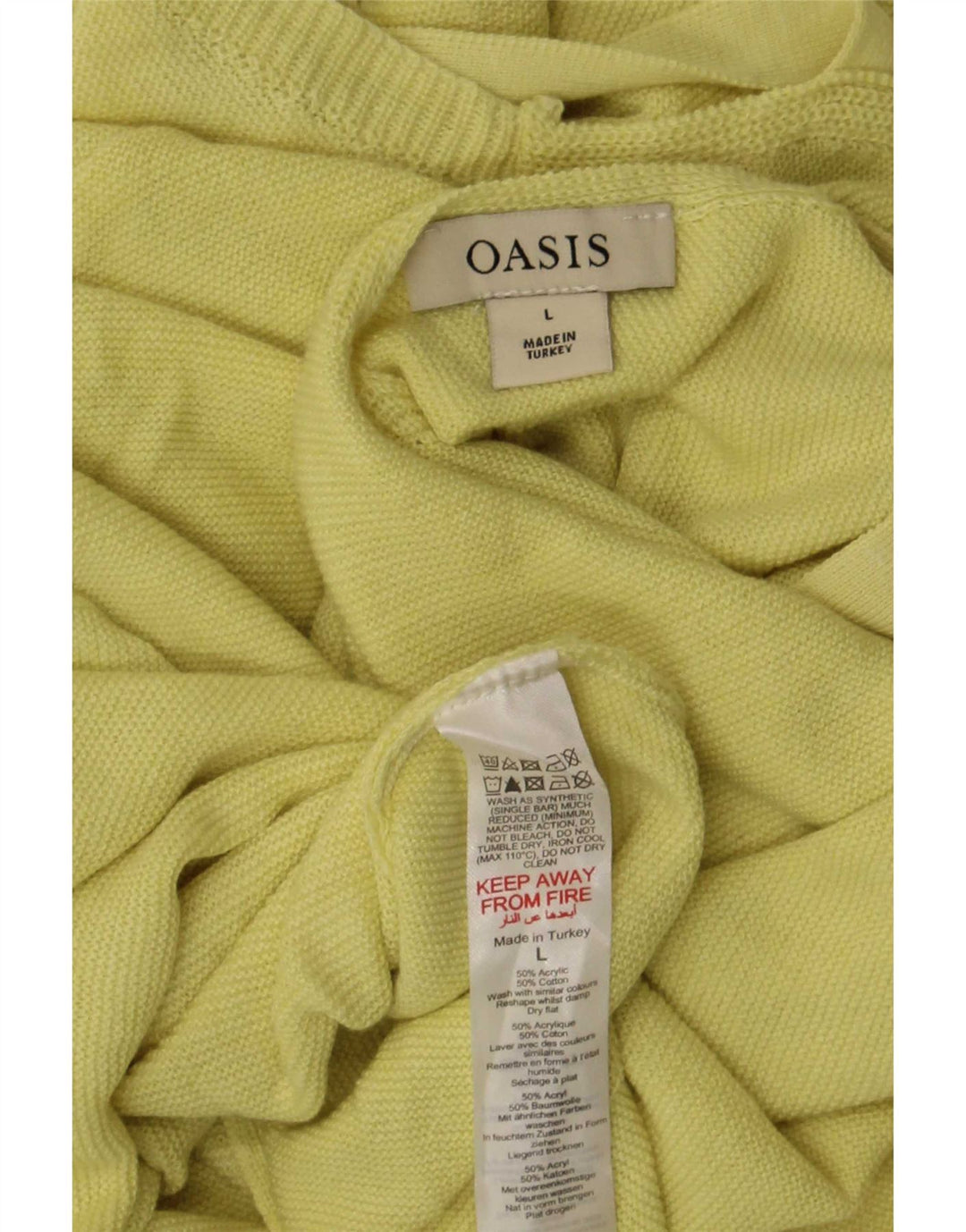 Damska bluzka oversize Oasis UK 16, duża, żółta, akrylowa
