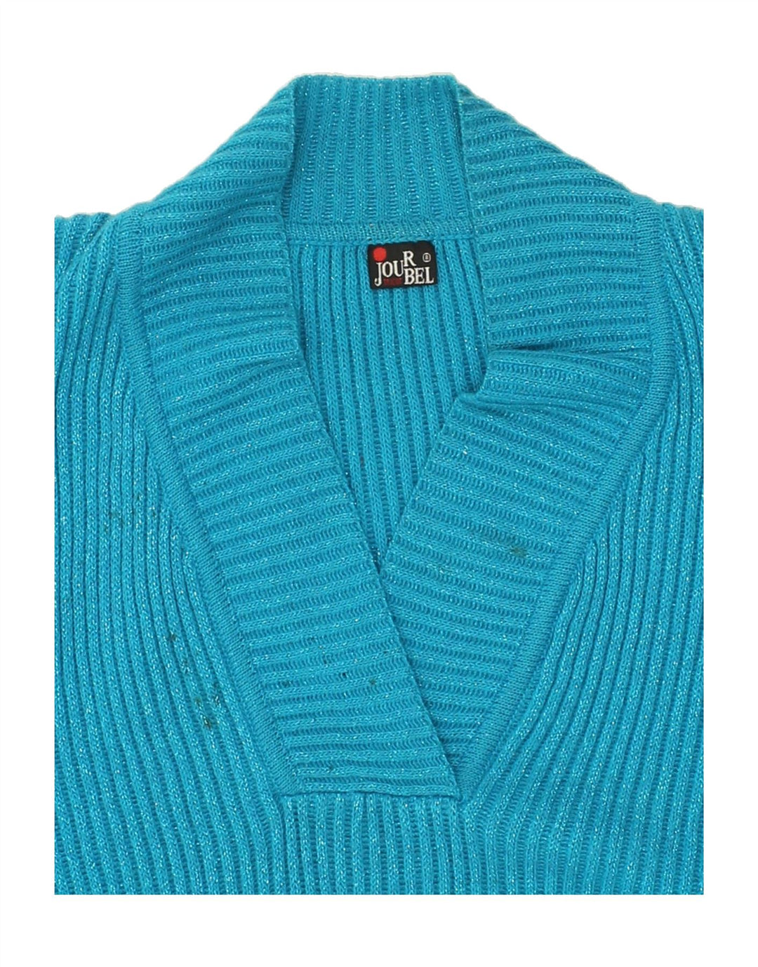 VINTAGE Womens Shawl Neck Jumper Sweater EU 40 Medium Blue Wool Vintage Vintage and Second-Hand Vintage from Messina Hembry 